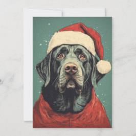 Carte de Noël avec Lab noir de Père Noël