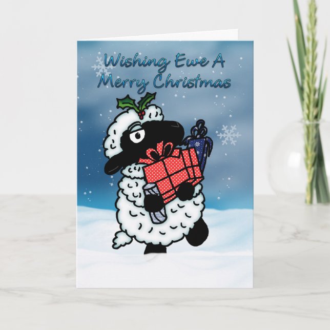 Carte de Noël avec le mouton - Souhaiter à Ewe un  (Devant)