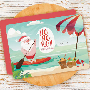 Carte de Noël avec le Père Noël sur la Plage