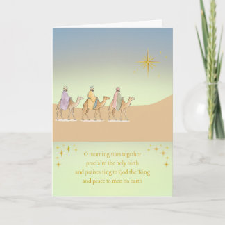Carte de Noël avec les sages et l'étoile et parole