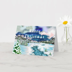 Carte de Noël avec magnifique paysage hivernal