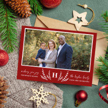 Carte de Noël avec monogramme de famille pour phot
