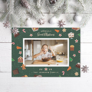 Carte de Noël avec photo de friandises de Noël cui