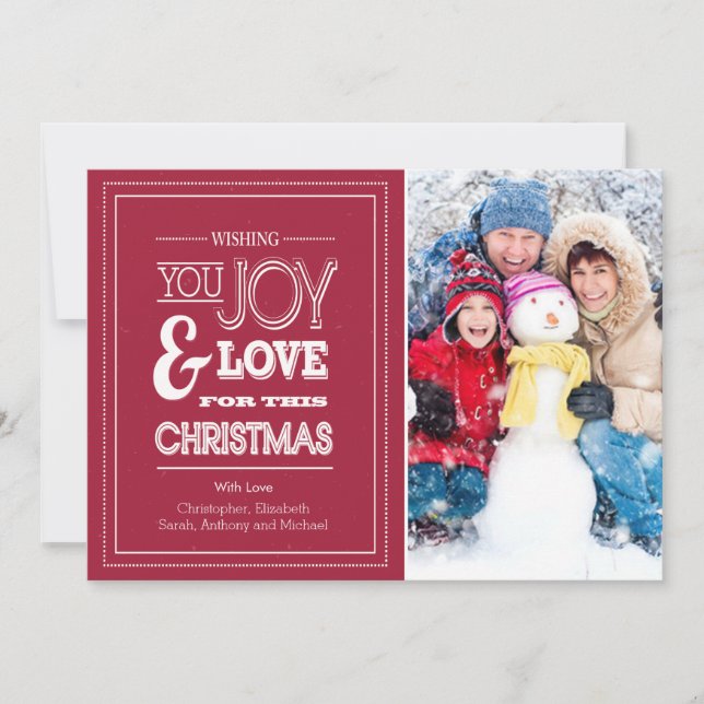 Carte de Noël avec photo de typographie de vacance (Devant)