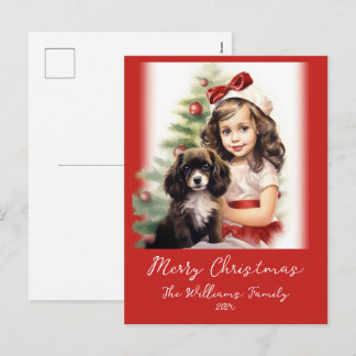 Carte de Noël avec photo d'une petite fille et d'u
