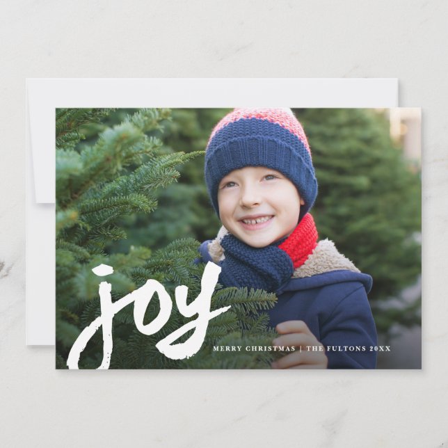 Carte de Noël avec photo Joie manuscrite (Devant)