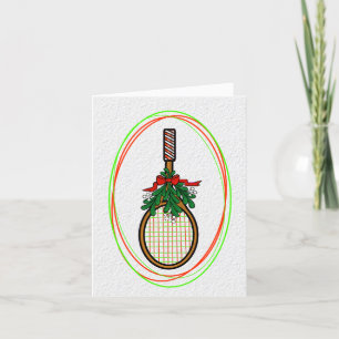 Carte de Noël avec raquette de tennis et gui