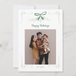 Carte de Noël avec ruban à nœud dessiné à la main