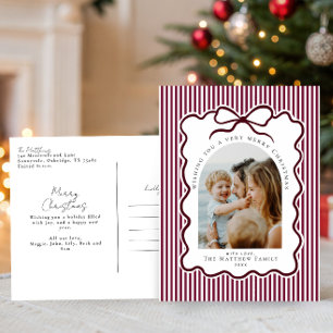 Carte de Noël avec ruban bordeaux pour photo de fa