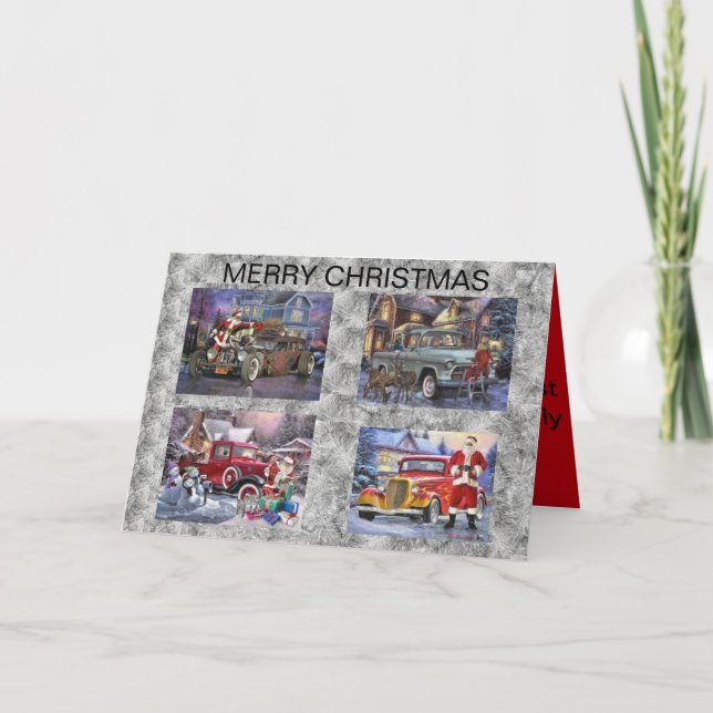 Carte de Noël avec Santas et Hot Rods (Devant)