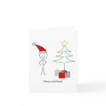 Carte de Noël avec stickman santa claus,