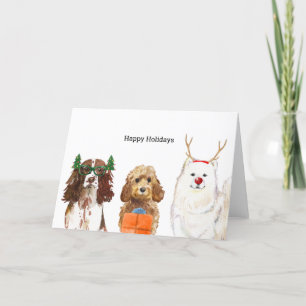 Carte de Noël avec trois Chiens de Noël