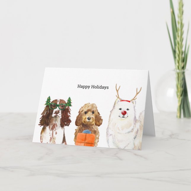 Carte de Noël avec trois Chiens de Noël (Devant)