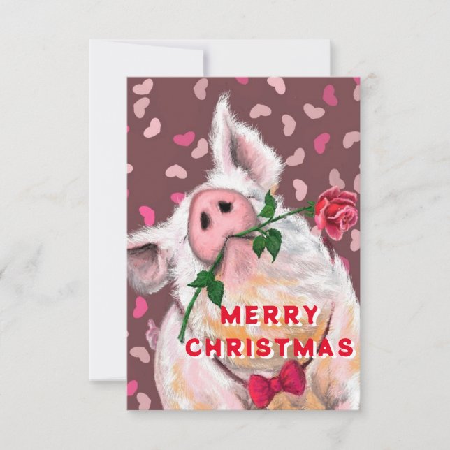 Carte de Noël avec un cochon Gentleman Funny (Devant)
