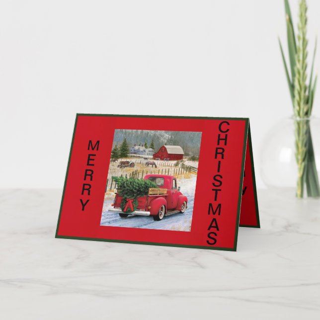 Carte de Noël avec une scène de ferme de charme (Devant)