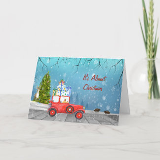 Carte de Noël avec Vieux Retro Car & Hiver Pittore