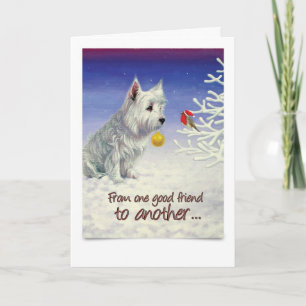Carte de Noël avec Westie et Robin