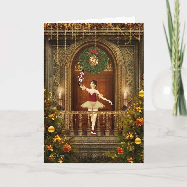 Carte de Noël Ballerina et Nutcracker (Devant)