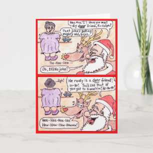 Carte de Noël - bande dessinée, "ami de cerfs