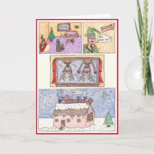 Carte de Noël - bande dessinée, "au-dessus du