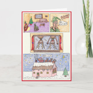 Carte de Noël - bande dessinée, "au-dessus du