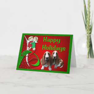 Carte de Noël Basset Hound Little Angels