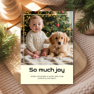 Carte de Noël bébé et animal de compagnie joyeux