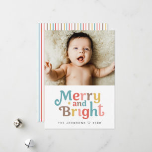 Carte de Noël bébé Merry et Bright Colorée et Amus