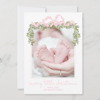 Carte de Noël Bébé Rose Joyeux Petit Noël