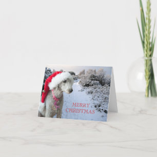 Carte de Noël Bedlington terrier