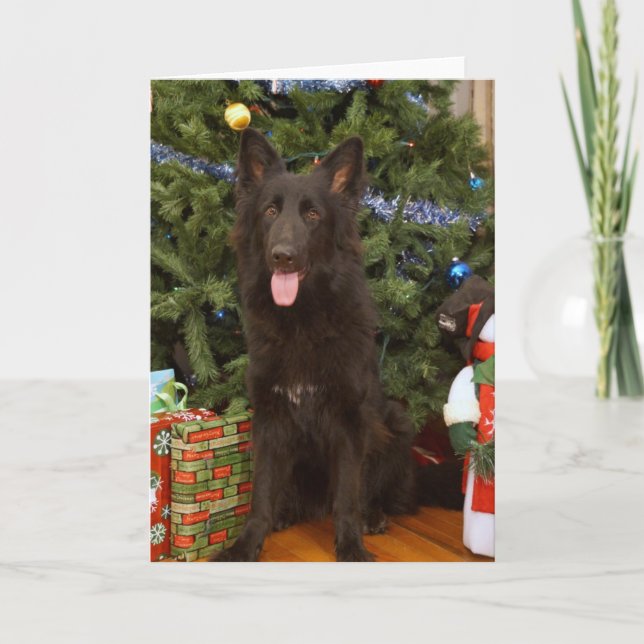 Carte de Noël berger allemand noir (Devant)