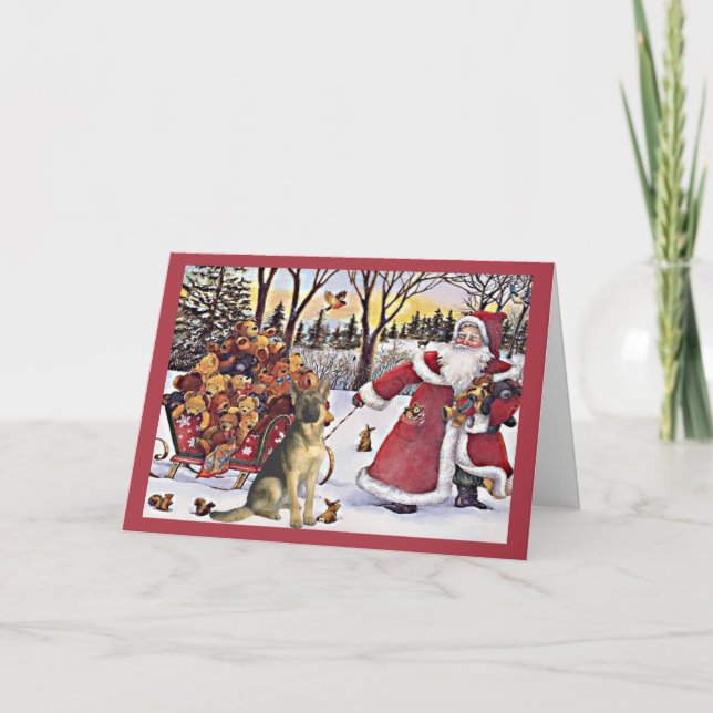 Carte de Noël berger allemand Père Noël Bears4 (Devant)