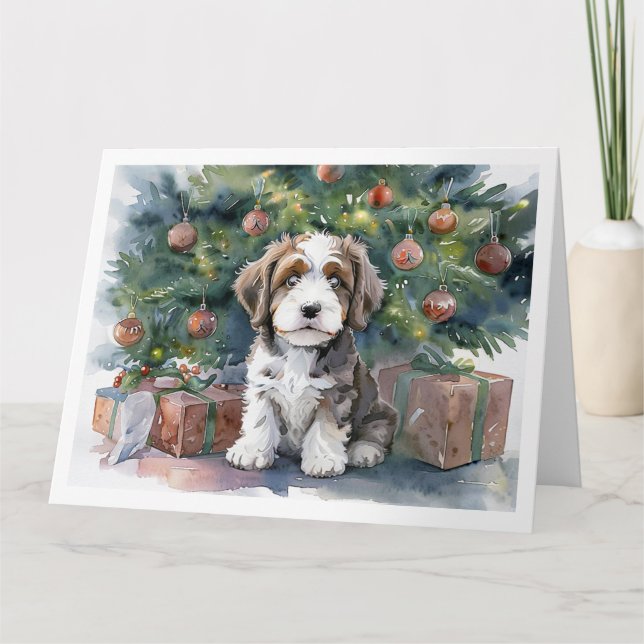 Carte de Noël Bernedoodle (Devant)
