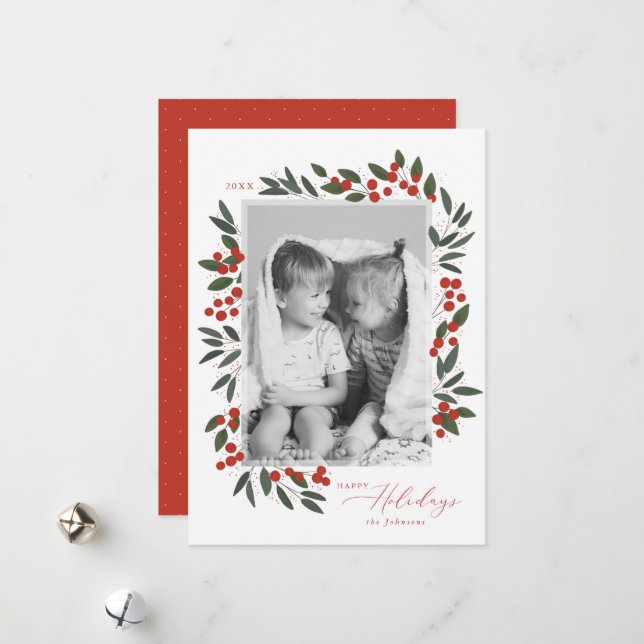 Carte de Noël Berries de Fêtes (Devant/Arrière en situation)