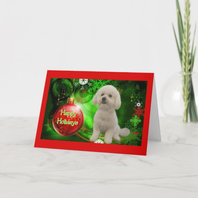 Carte de Noël Bichon Frise Joyeuses Fêtes (Devant)