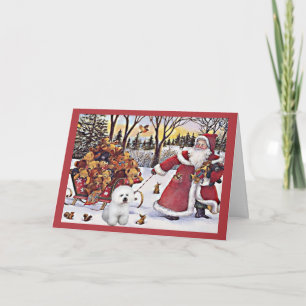 Carte de Noël Bichon Frise Père Noël Bears