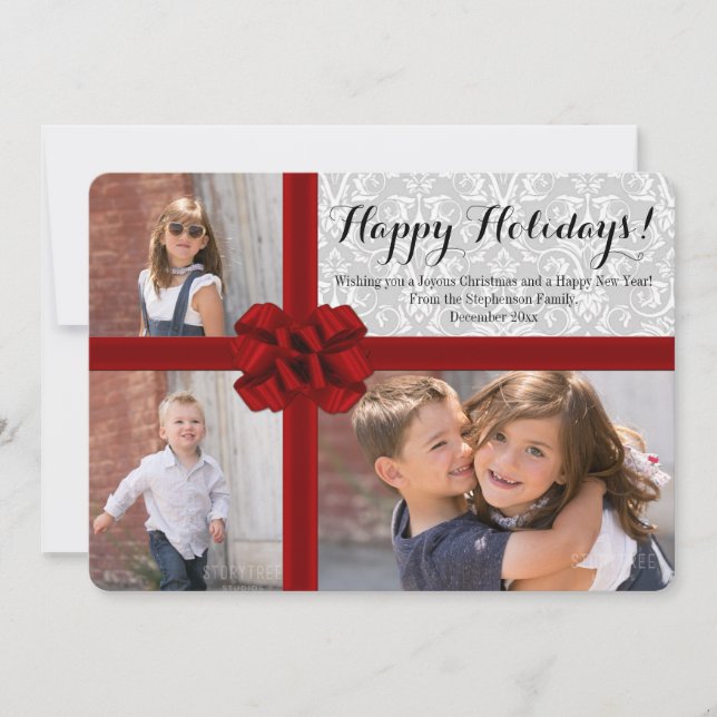 Carte de Noël Big Red Bow 3 Photo (Devant)