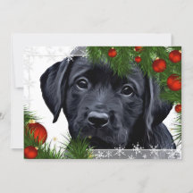 Carte de Noël Black Lab - Chien mignon chiot Labra
