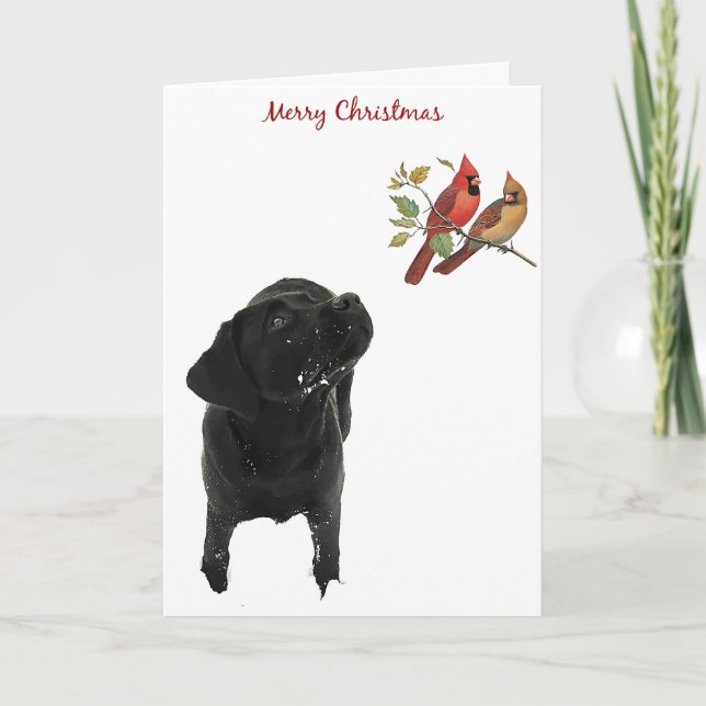 Carte de Noël Black Labrador (Devant)
