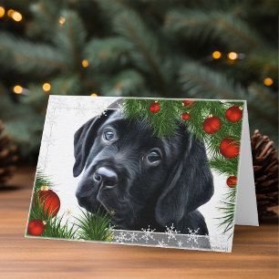 Carte de Noël Black Labrador