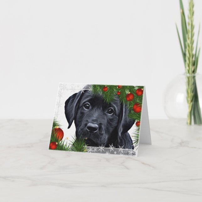 Carte de Noël Black Labrador (Devant)