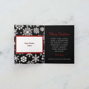 Carte de Noël Black, Red & White Snowflake