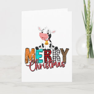 Carte de Noël blanche adorable Baby Cow