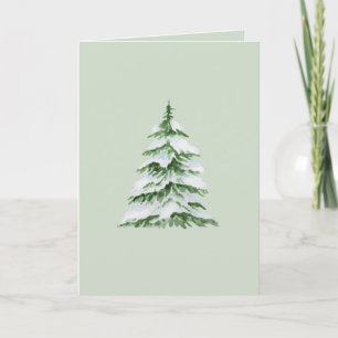 Carte de Noël blanche avec Aquarelle Arbre neigeux