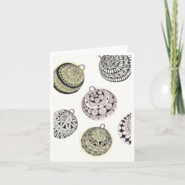 Carte de Noël blanche - Baubles de Noël (Devant)