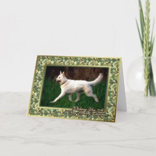 Carte de Noël blanche de chien berger allemand