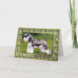 Carte de Noël blanche de chien Schnauzer Miniature