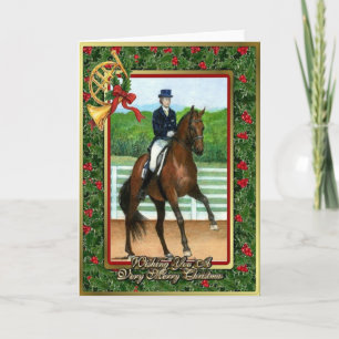 Carte de Noël blanche Hanoverian Dressage Horse