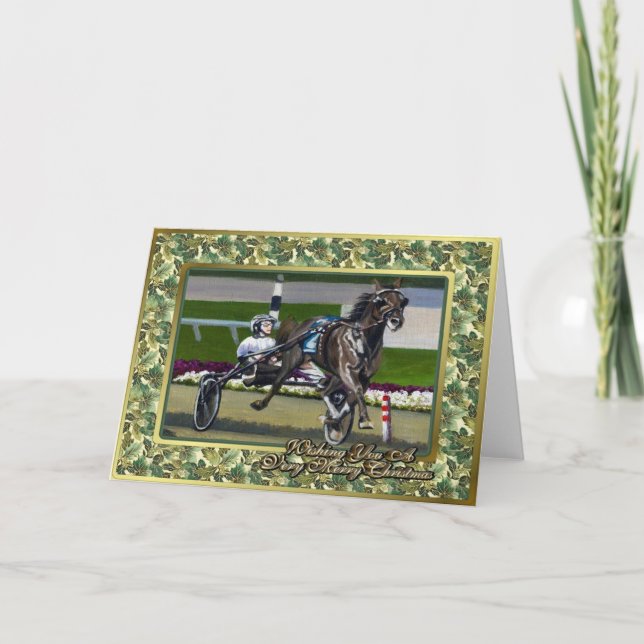 Carte de Noël blanche pour Cheval de course standa (Devant)