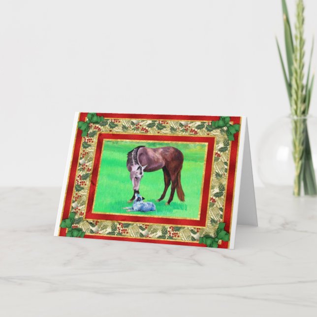 Carte de Noël blanche pour chien de bétail austral (Devant)